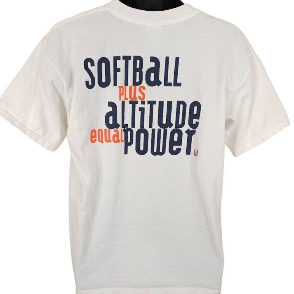 Vintage Softball T Shirt Mens Size Large White 90s Softball Plus Altitude Equals